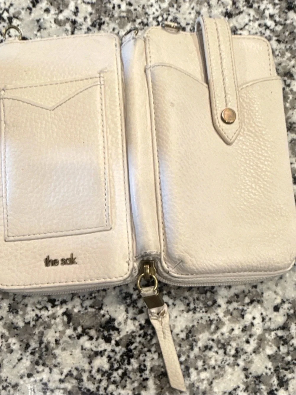 The Sak Cream Leather Zip Card Wallet